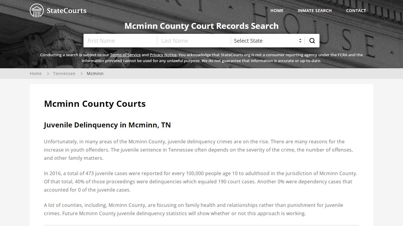 Mcminn County, TN Courts - Records & Cases - StateCourts