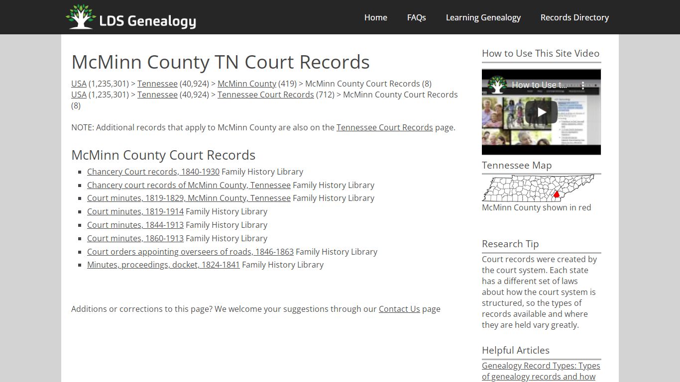 McMinn County TN Court Records - LDS Genealogy